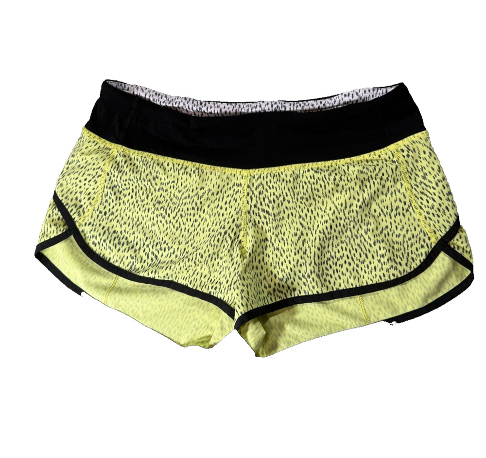 Lululemon Hotty hot size 6 yellow leopard print w liner - Picture 1 of 8